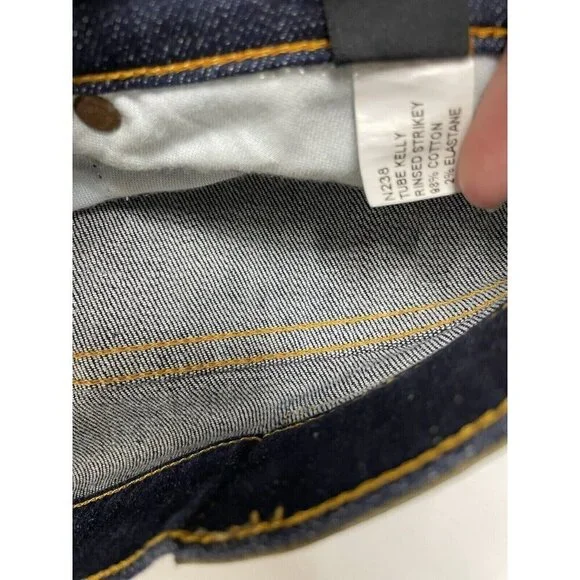 Nudie Jeans Tube Kelly Mens 31x34 Blue Denim Jeans Straight Legs